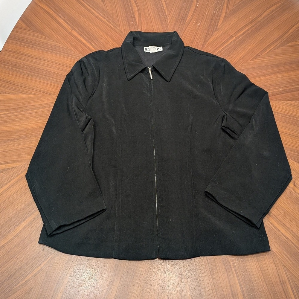 Briggs Zip Front Jacket Womens 12 Black Excellent Collared Minimalist 244-E17